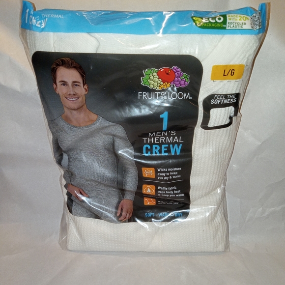 Men's Fruit of the Loom Thermal Crew Top Underwear White - Picture 1 of 2